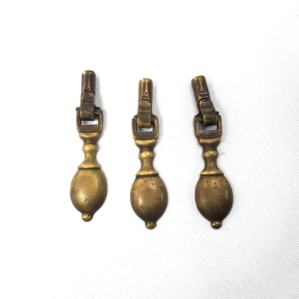 VTG Brass Drawer Bail Pull Knobs Brass Metal 1940's Set of 3 Measures 2.5"
